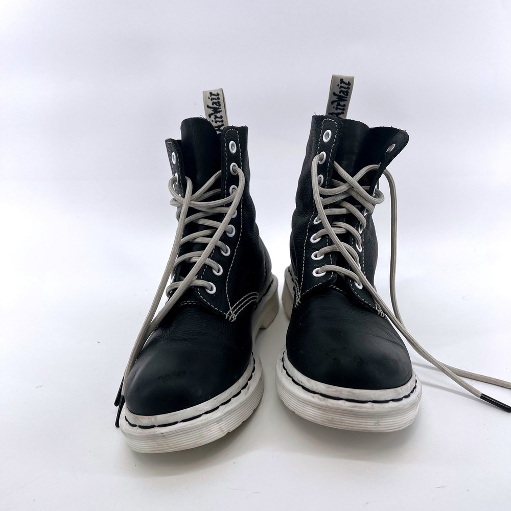 Dr. Doc Martens 1460 Pascal BW Black & White Leather Boots Size 38 Combat Grunge - Picture 2 of 8